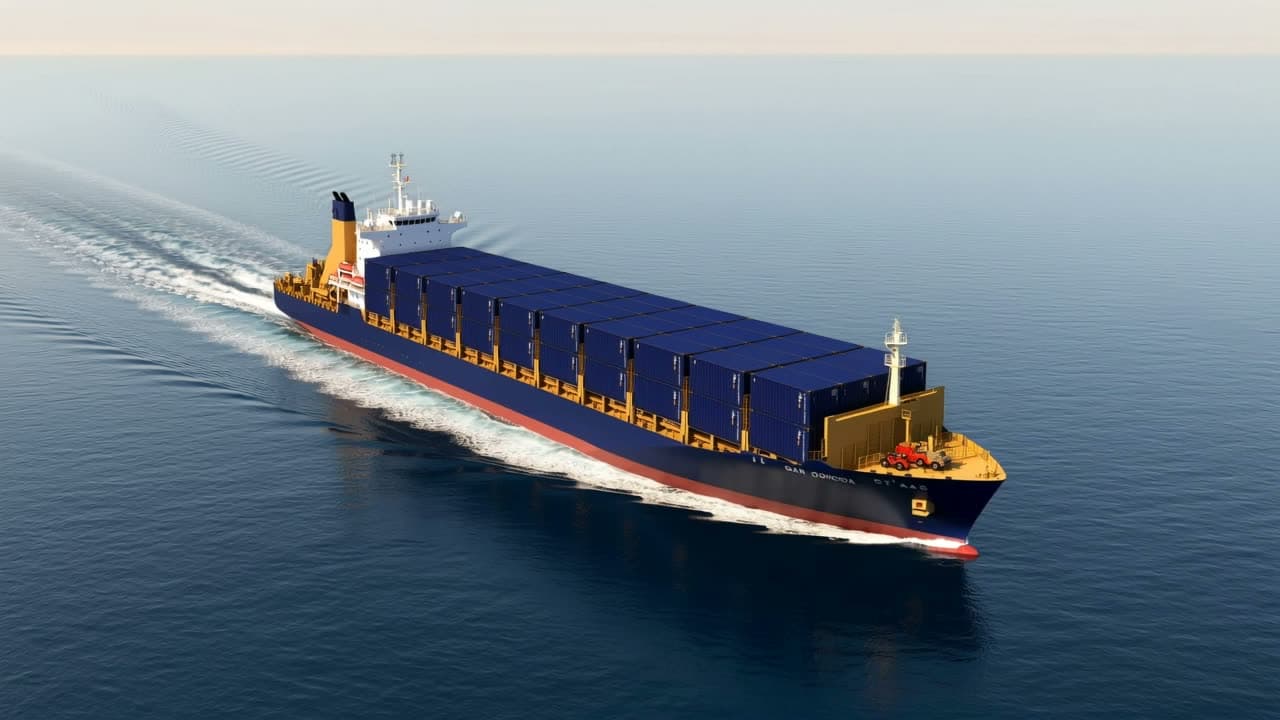 Container vessel underway at sea