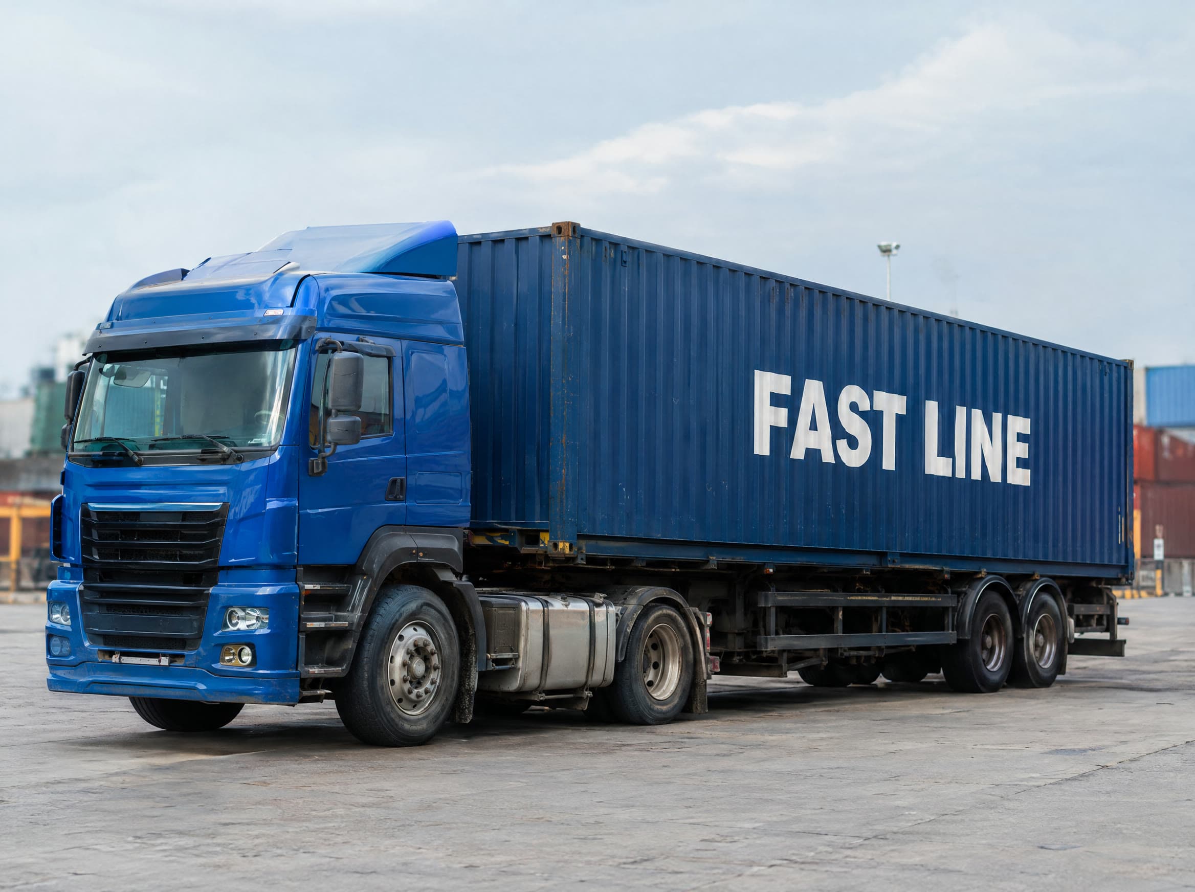 Fast Line truck hauling a container